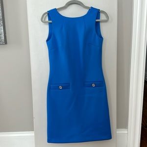 Blue, sleeveless, 91% polyester, 9% spandex